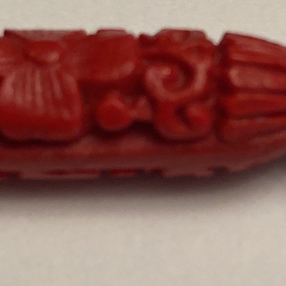 Large Carved Design Flower Floral Drop Bauble Earrings - Picture 15 of 16